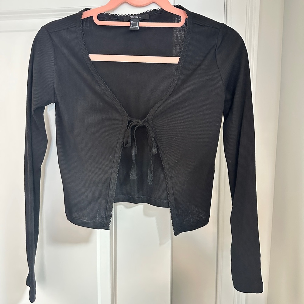 Black Front-Tie Top